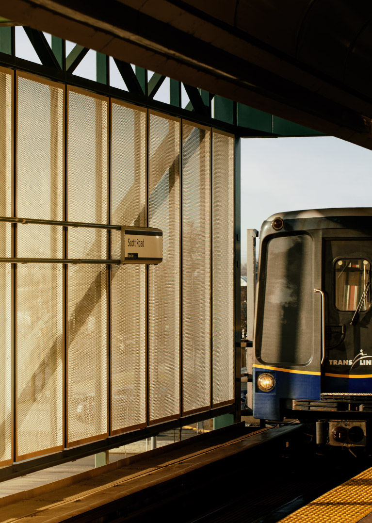 8 minutes to Scott Road SkyTrain via transit.